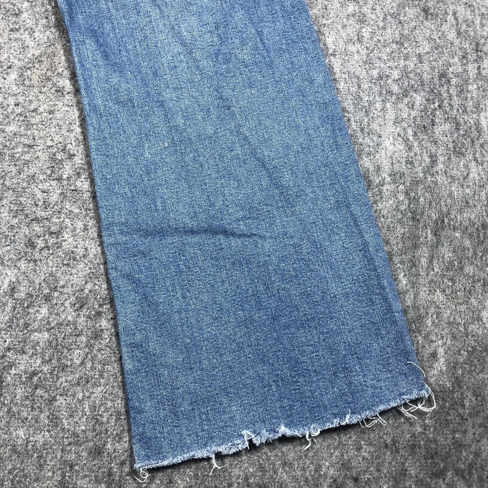 Zara Jeans Womens 10 Medium Wash High Rise Wide Leg Crop Raw Hem Relaxed Denim - Picture 5 of 16